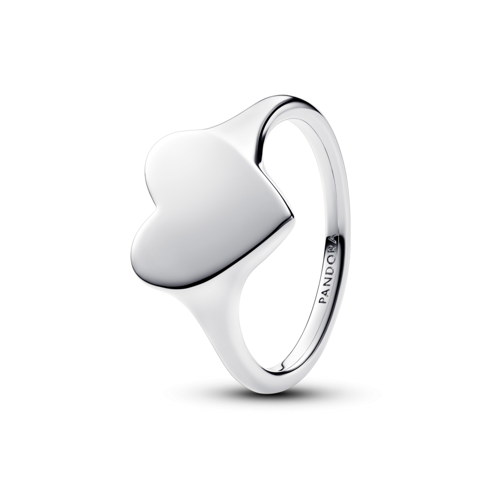 Engravable heart sterling silver ring