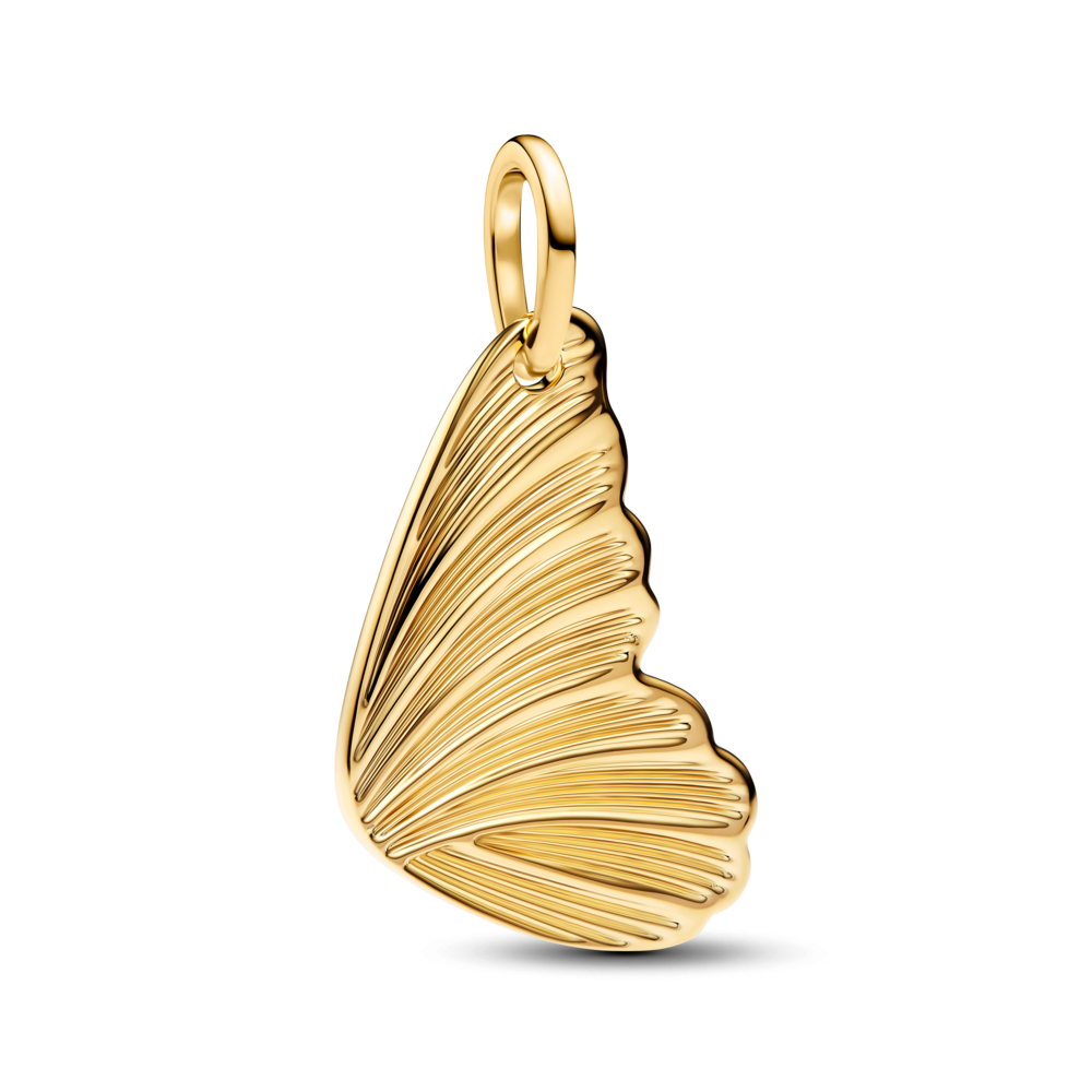 Engravable butterfly wing 14k gold-plated pendant