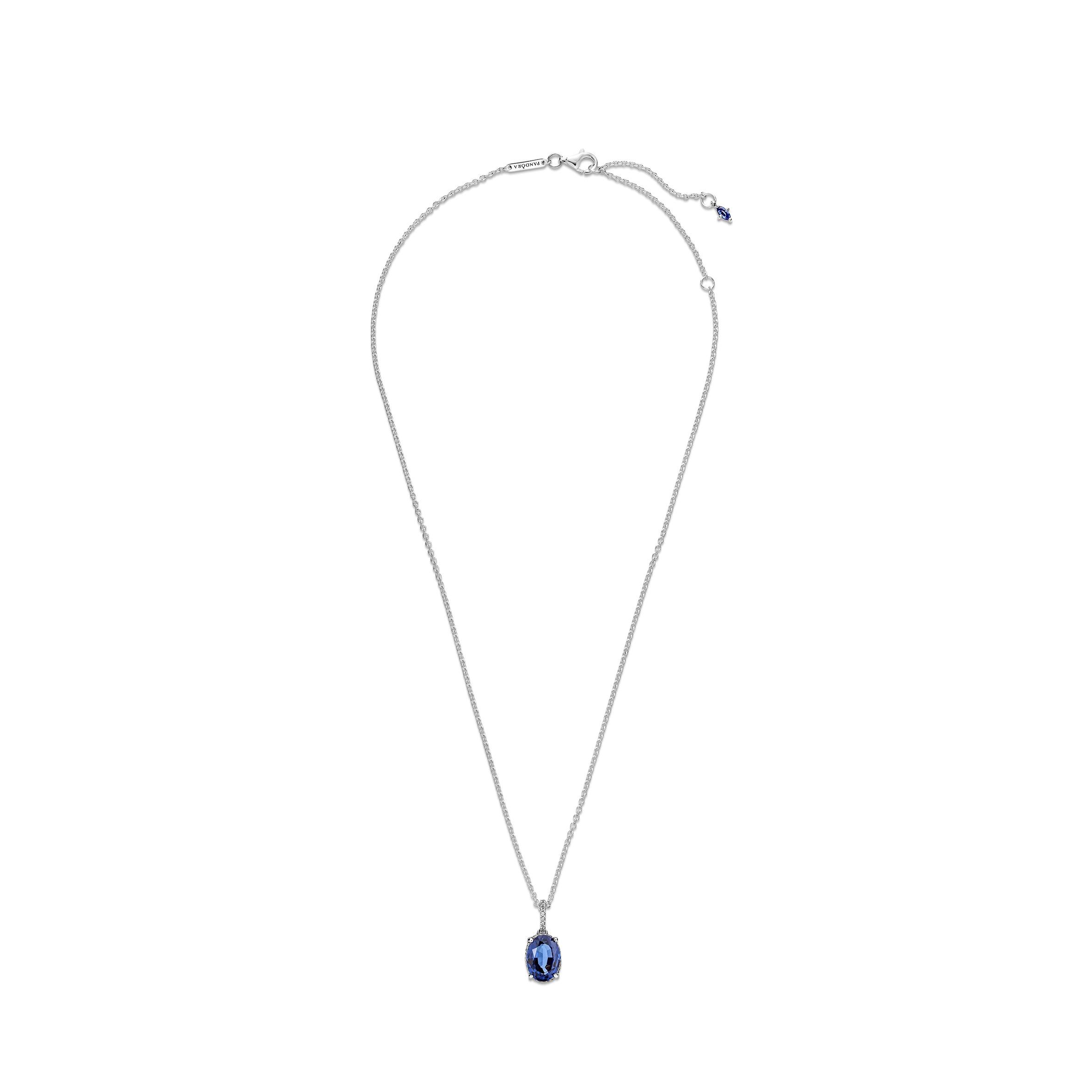 Sterling silver collier with princess blue crystal and clear cubic zirconia