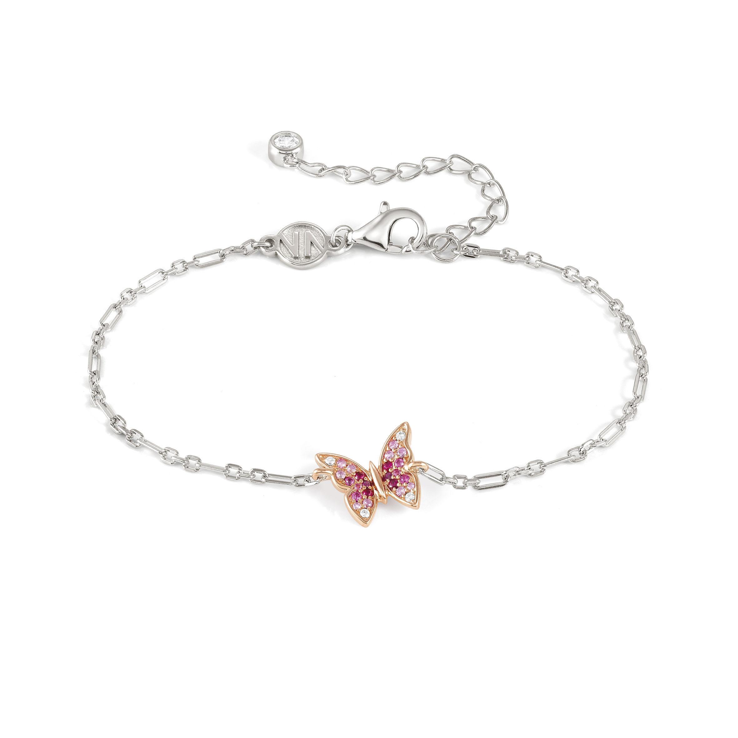 CRYSALIS bracelet in 925 sterling silver BI-TONE fin, and cz (040_Butterfly)