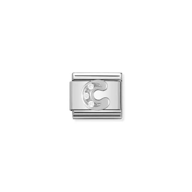 Composable Classic ALPHABETH stainless steel  Cub  zirc and 925 sterling silver (03_C)