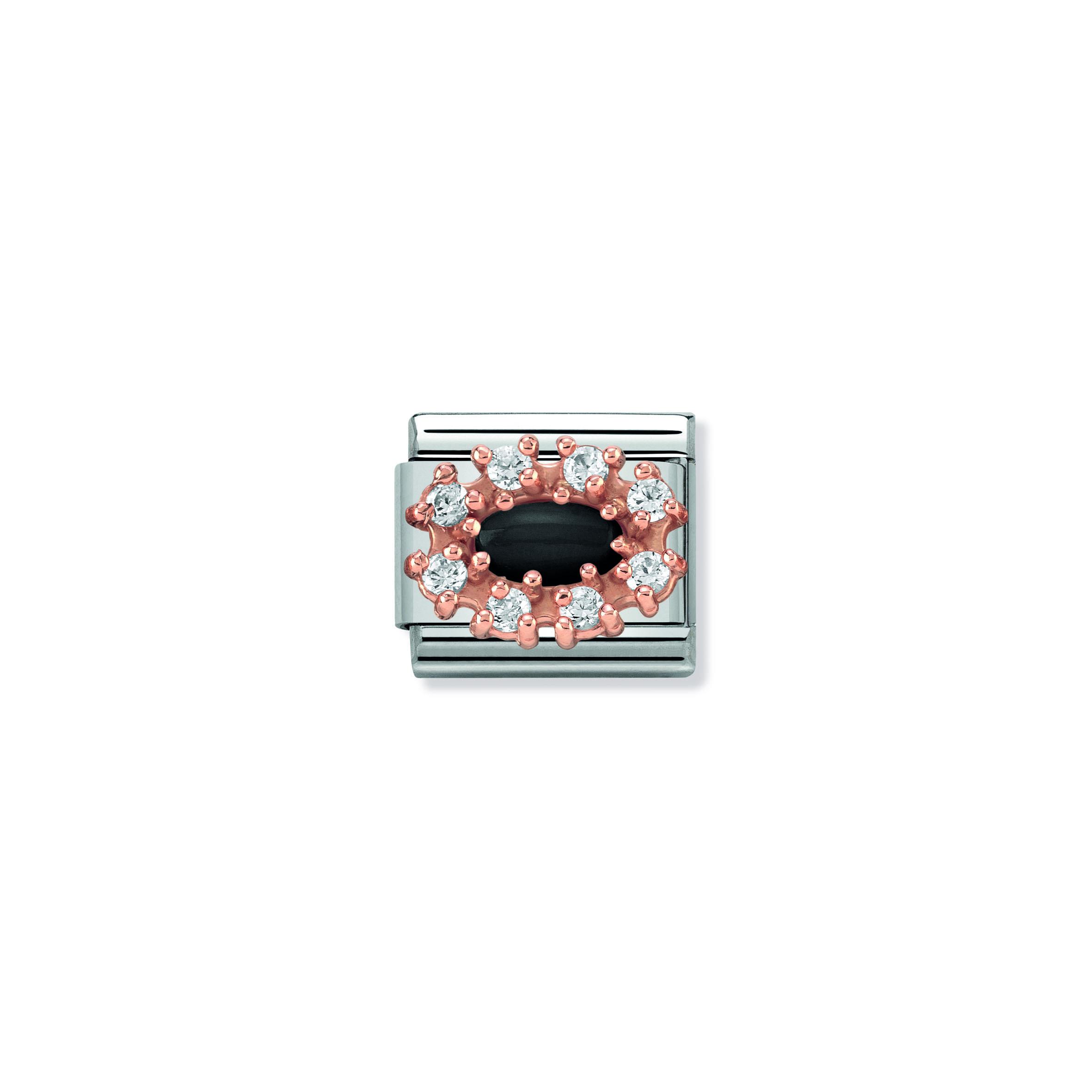 Composable Classic STONES stainless steel  zirconia and 9k rose gold (R) (02_BLACK AGATE)