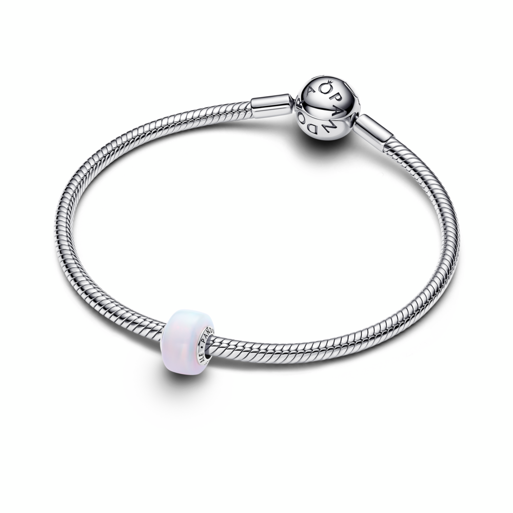 Sterling silver charm with aurora lab-grown opal resin Sterling silver charm with aurora lab-grown opal resin