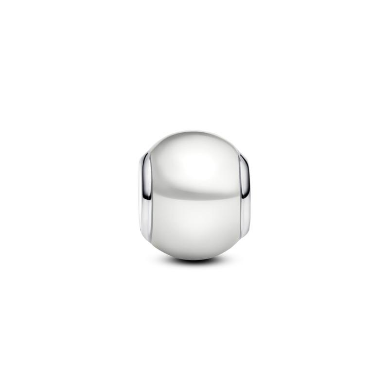 Sterling silver charm with white lacquered artificial pearl