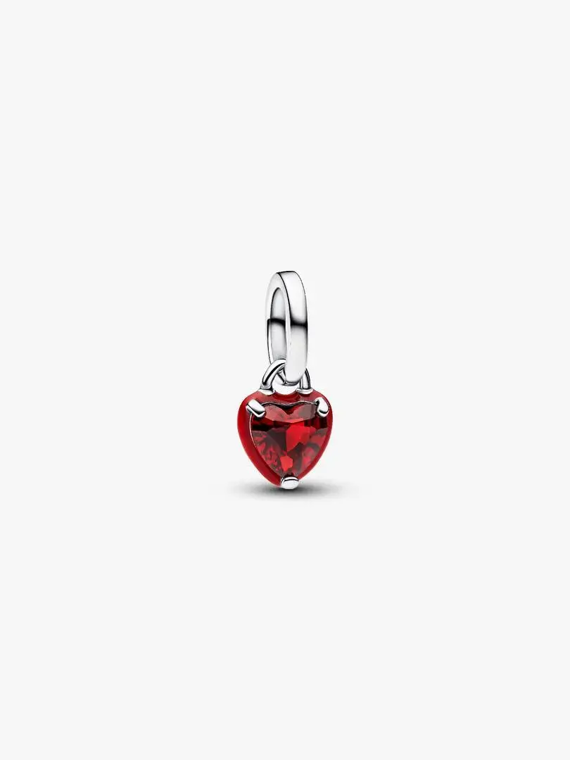 Heart sterling silver mini dangle with salsa red crystal and red enamel