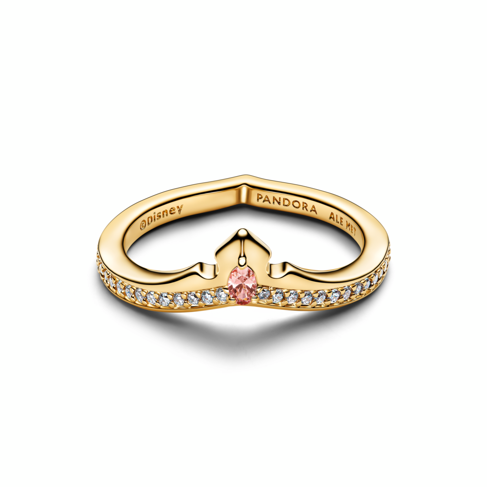 Disney Aurora 14k gold-plated ring with misty rose cubic zirconia and clear cubic zirconia