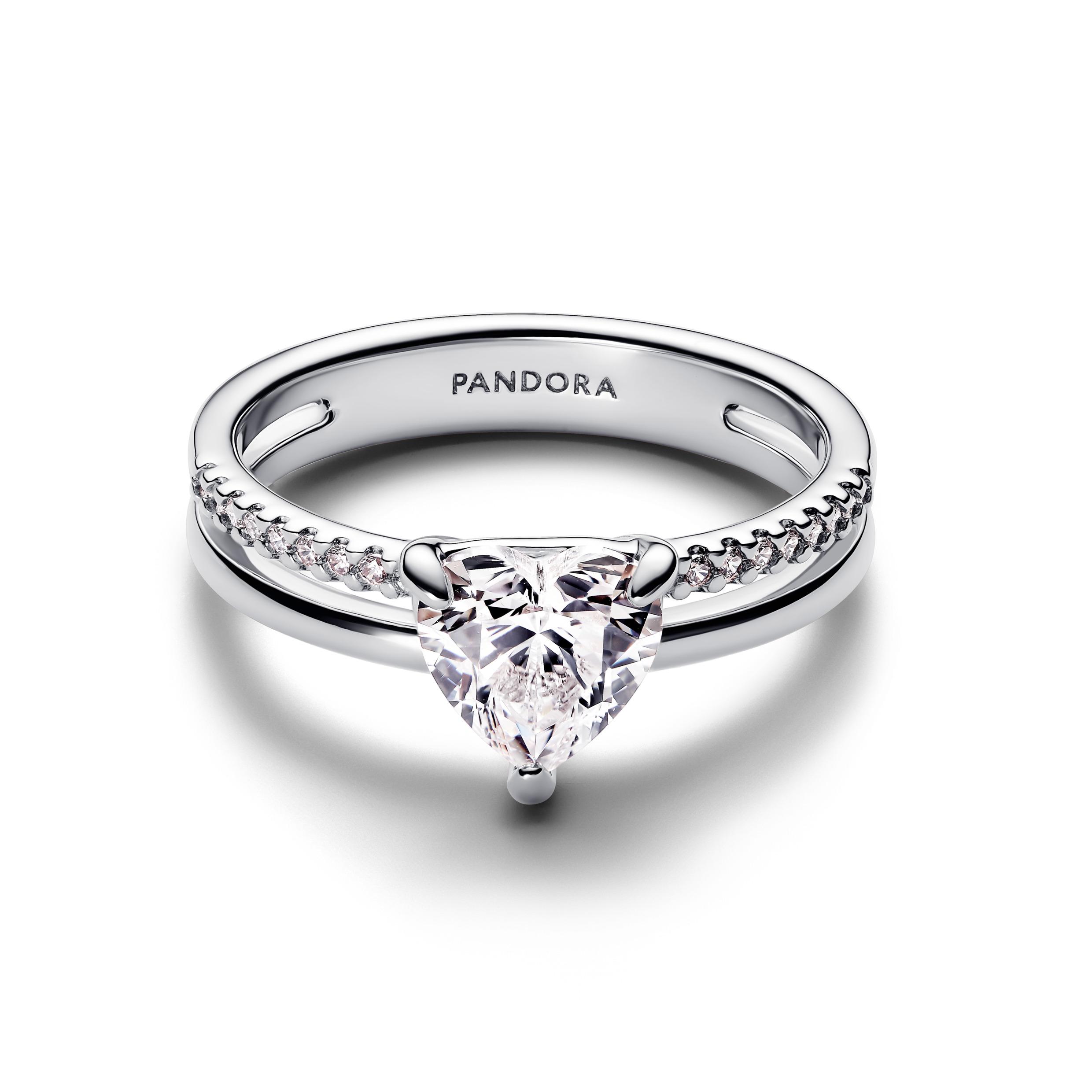 Heart sterling silver ring with clear cubic zirconia