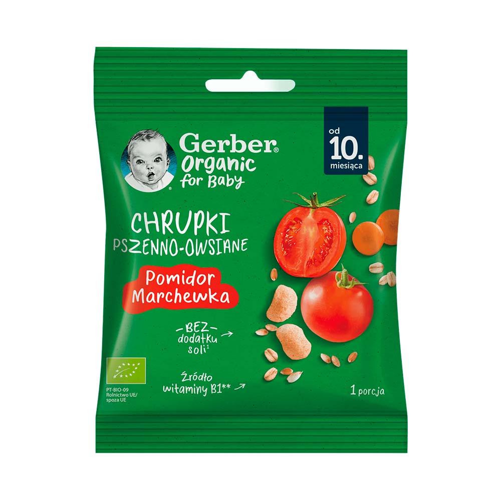 Чипсы Gerber Organic из пшеницы и овса Помидор морковка