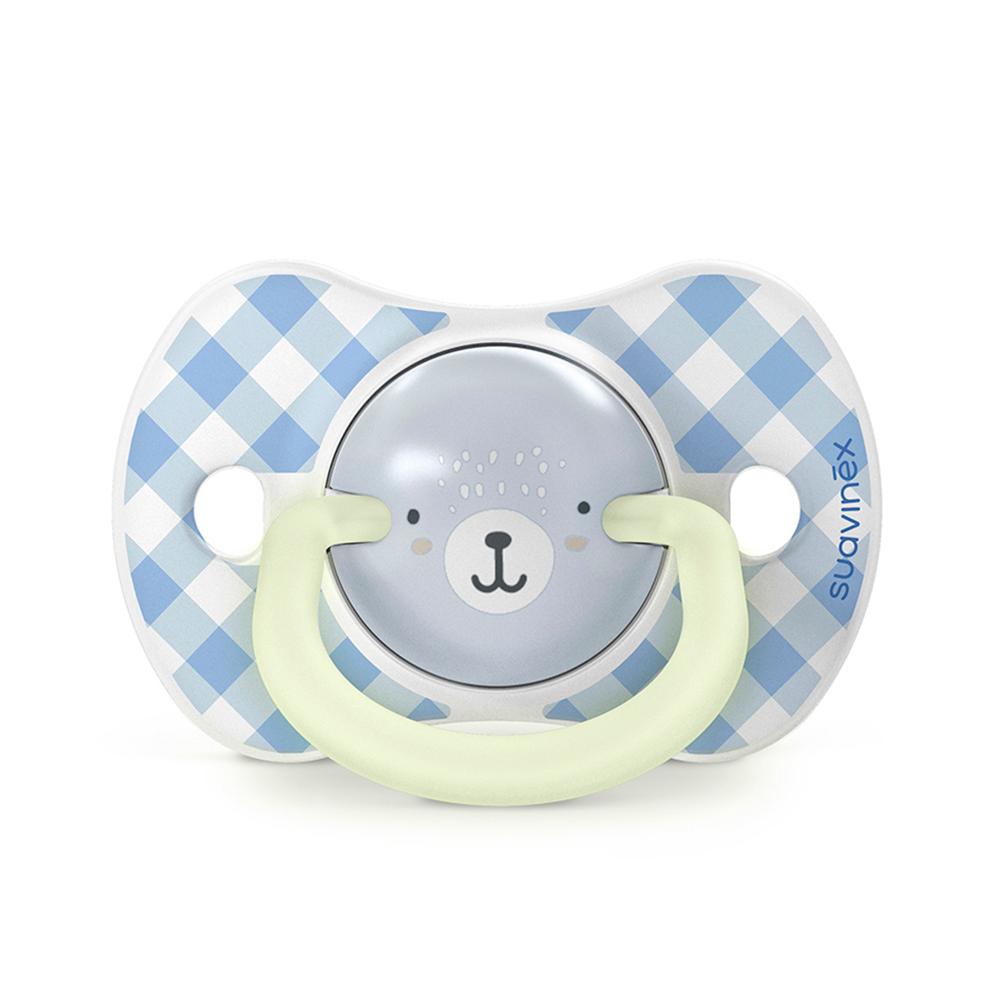 Пустышка ночная Suavinex Wild голубая 0-6м 2шт